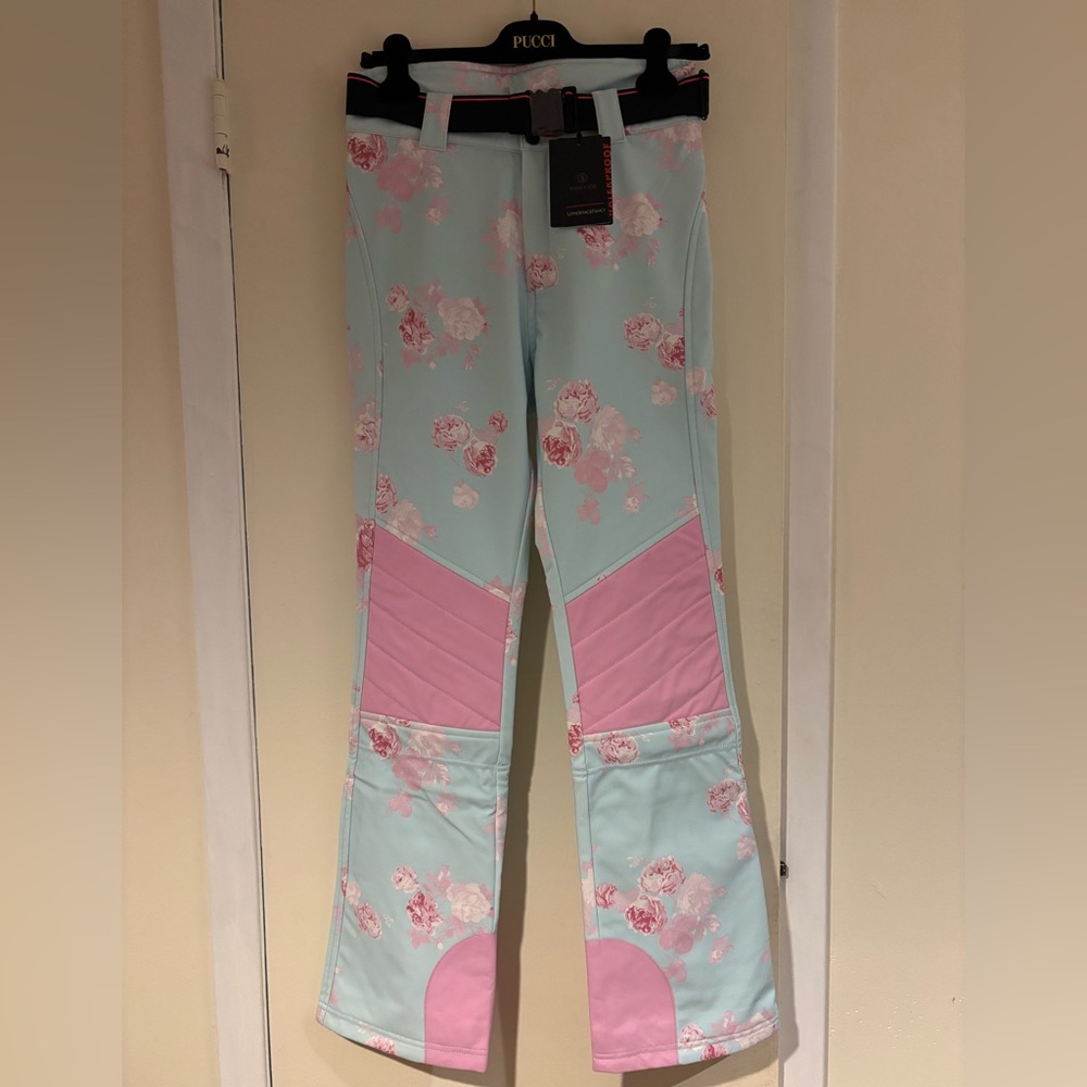 LoveShackFancy X Bogner Full Ski Outfit Coat Pants Blue Pink S - Picture 9 of 11